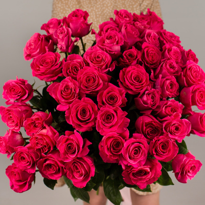 Букет из 51 Розовой розы Эквадор 60см 7299