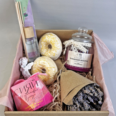 Подарочный набор "Вместо тысячи слов" бомбочки для ванны, ангел, аромасвечи, аромадиффузер 69428