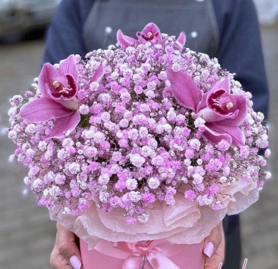 Коробка с гипсофилой "Прекрасное утро" 22458 Коробка с гипсофилой "Прекрасное утро" 22458