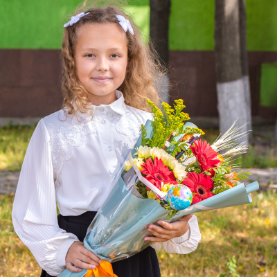 Букет "Осенний уют" с герберой, кустовой хризантемой и розой N 38376 Букет "Осенний уют" с герберой, кустовой хризантемой и розой N 38376